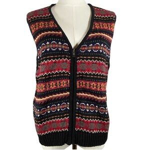 Vintage ERIKA Sweater Vest Fair Isle Striped Size Large